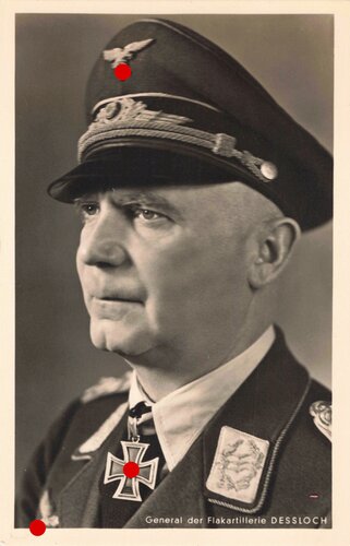 Hoffmann Fotopostkarte Ritterkreuzträger General der Flakartillerie Dessloch 