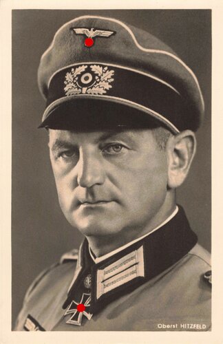Hoffmann Fotopostkarte Ritterkreuzträger Oberst Hitzfeld 