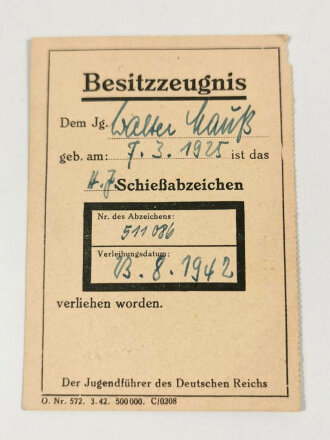 Deutsches Jungvolk / Hitler Jugend Bann Zweibrücken, Ausweise und Papiere eines Angehörigen