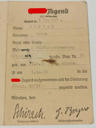 Hitler Jugend Bann Hamburg Altona, Ausweise eines Führers und Kampfrichters