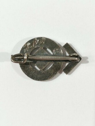 Miniatur HJ Leistungsabzeichen in silber, Leichtmetall versilbert, M1/34, 21mm