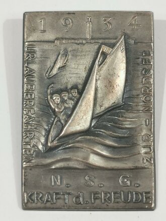 Blechabzeichen "N.S.G. Kraft durch Freude Urlauberfahrten zur Nordsee 1934"