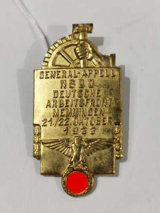 Blechabzeichen "General Appell NSBO Deutsche Arebitsfront Memmingen 21./22. Oktober 1935"