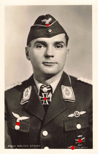 Hoffmann Fotopostkarte Ritterkreuzträger mit Eichenlaub Major Walter Storp 