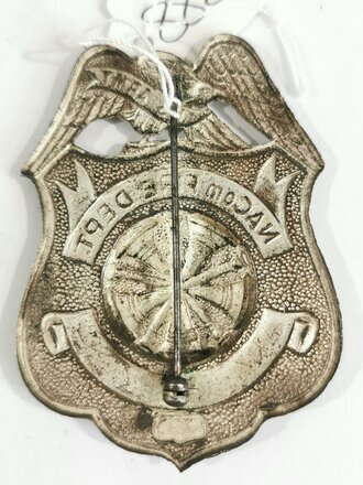 U.S. Army "NACom Fire department station chief" insignia,  metal, 64mm high