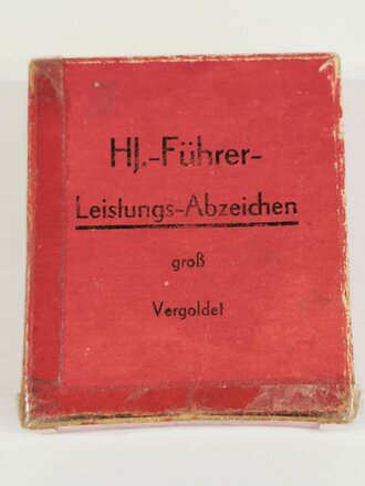 Etui zum "HJ Führer Leistungsabzeichen groß vergoldet" (Führersportabzeichen)  Alt geklebt, seltenes Stück