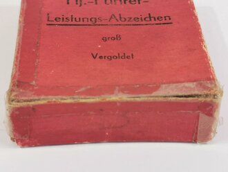 Etui zum "HJ Führer Leistungsabzeichen groß vergoldet" (Führersportabzeichen)  Alt geklebt, seltenes Stück