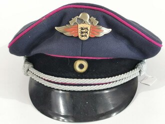 Deutschland nach 1945, Feuerwehr Schirmmütze dunkelblau, Kopfgrösse 58