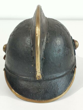 Feuerwehr Lederhelm, ungereinigtes Stück