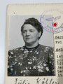 Ausweis für eine Beamtin der Obdachlosenpolizei Franfurt/Main , ausgestellt 1943