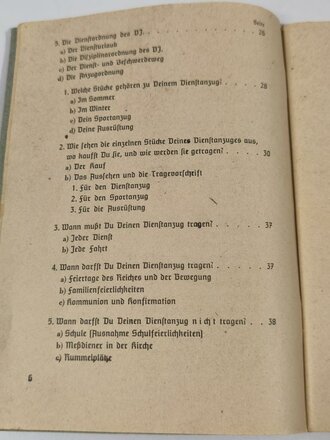 DV D.J.1 Dienstvorschrift der Hitlerjugend " Vorschrift über den Jungvolkdienst" von 1.2.1938 mit 67 Seiten