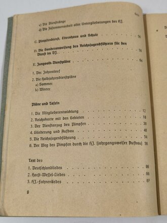 DV D.J.1 Dienstvorschrift der Hitlerjugend " Vorschrift über den Jungvolkdienst" von 1.2.1938 mit 67 Seiten