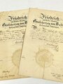 Baden, Bestallung und Gehaltserhöhung für einen Oberförster datiert 1904 bzw. 1905. Beide Urkunden eigenhändig signiert Großherzog Friedrich von Baden, Jeweils gefaltet