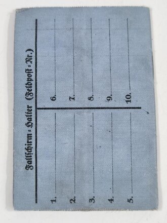 Luftwaffe Fallschirm Prüfschein Baumuster 30 II S 24 B, zuletzt geprüft am 25.2.45