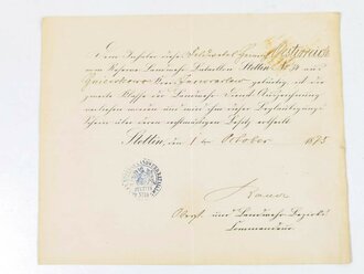 Patent als Geheimer Regierungsrat , ausgestellt 1904, eigenhändige Unterschrift Kaiser Wilhelm , dazu Besitzzeugnis zur Landwehr Dienstauszeichnung zweiter Klasse datiert 1875. Jeweils gefaltet