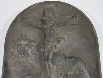 Bayern, patriotische Gedenkplatte vermutlich aus Kupfer. Künstersignatur Liebl Simon Münch. Maße 36 x 47cm