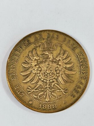 Kaiserreich, Medaille aus Buntmetall " Zur Erinnerung an das Drei Kaiserjahr 1888", Durchmesser 35mm