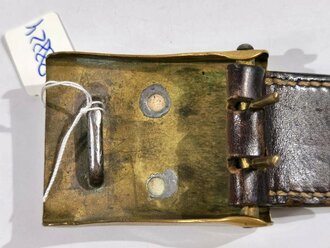 Preußen, Koppelschloss für Mannschaften an Lederzunge , stark getragenes Stück mit zeitgenössischer Reparatur