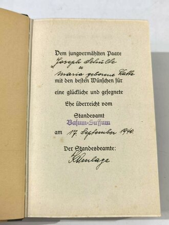 Adolf Hitler " Mein Kampf" Hochzeitsausgabe des Standesamt Basum-Sussum von 1940. Komplett, guter Zustand, in zugehörigem Schuber