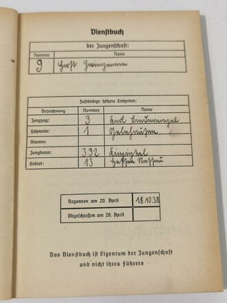 "Dienstbuch des Deutschen Jungvolkes in der HJ"...