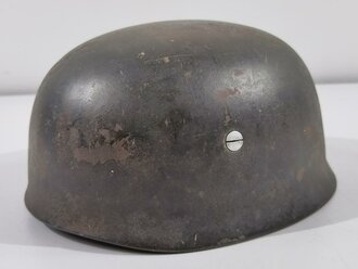 Luftwaffe, Stahlhelm für Fallschirmjäger Modell 1938. Spätes, getragenes Stück. In allen Teilen original und zusammengehörig