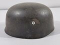 Luftwaffe, Stahlhelm für Fallschirmjäger Modell 1938. Spätes, getragenes Stück. In allen Teilen original und zusammengehörig