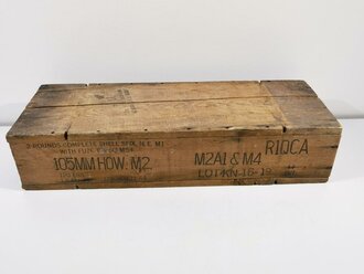 U.S. 1944 dated wood box " 2 rounds complete shell...