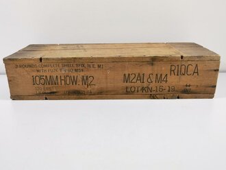 U.S. 1944 dated wood box " 2 rounds complete shell...