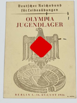 Ausweis für das "Olympia Jugendlager" des Deutschen Reichsbund für Leibesübungen vom 1.-16. August 1936