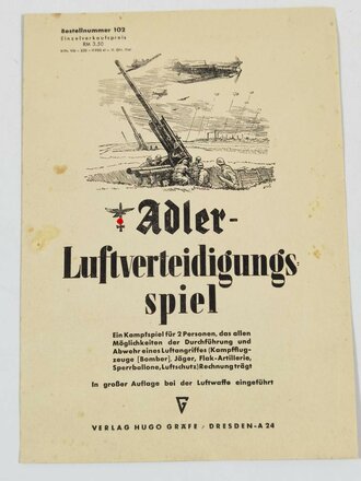 "Adler Luftverteidigungsspiel" Deckblatt leicht stockfleckig, sonst gut. Nicht auf Vollständigkeit geprüft