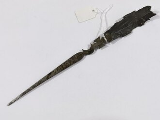 1. Weltkrieg, Brieföffner aus Granatsplitter, Gesamtlänge 21cm