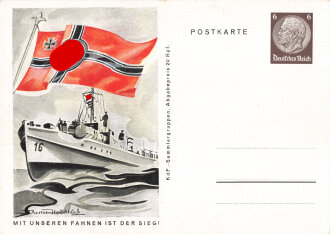 III. Reich - farbige Propaganda-Postkarte - " Mit unseren Fahnen ist der Sieg "