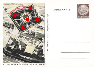 III. Reich - farbige Propaganda-Postkarte - " Mit unseren Fahnen ist der Sieg "