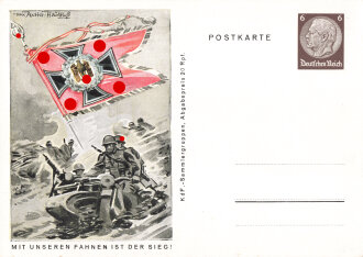 III. Reich - farbige Propaganda-Postkarte - " Mit unseren Fahnen ist der Sieg "