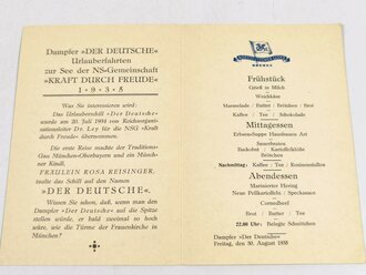 Tagesprogramm Dampfer "Der Deutsche" vom 30.08.1935 KDF