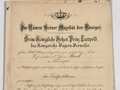 Bayern,  Verleihungsurkunde zum Luitpoldkreuz für 40 Dienstjahre im Staats- u. Gemeindedienst , ausgestellt 1911