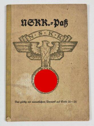 NSKK Paß eines Angehörigen im Motorsturm 5/M49  Frankfurt/M.  1938-44 geklebt. Lichtbild ausgeschnitten