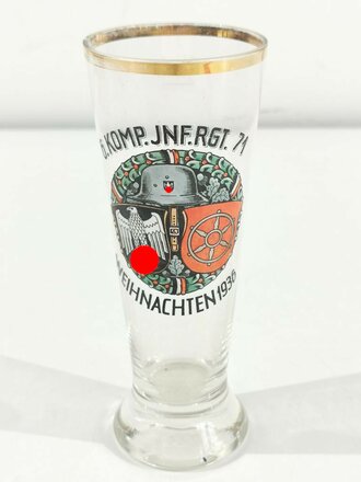 Erinnerungsglas " 6.Komp. Inf.Rgt.71 Weihnachten 1936" unbeschädigt, Höhe 18,5cm