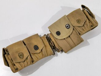 U.S. WWI Model 1914 cartridge belt with nine pouches and one M1911.45 magazine pouch. Used
