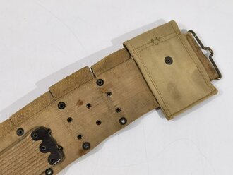 U.S. WWI Model 1914 cartridge belt with nine pouches and one M1911.45 magazine pouch. Used