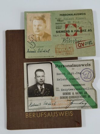 Reichsfachschaft Deutscher Werbefachleute, Berufsausweis ausgestellt 1937, dazu zwei Werbsausweise von Siemens & Halske