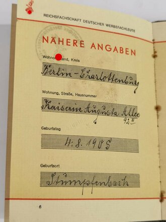 Reichsfachschaft Deutscher Werbefachleute, Berufsausweis ausgestellt 1937, dazu zwei Werbsausweise von Siemens & Halske