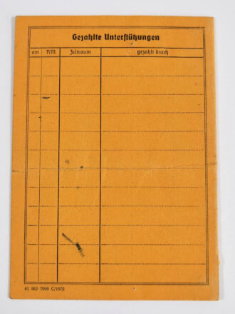 Flüchtlings Zentralstelle für auslandsdeutsche Flüchtlinge in der Auslands Organisation der NSDAP,  Ausweis eines anerkannten aus der UDSSR