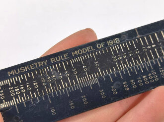 U.S. WWI "Musketry Rule Model of 1918" A small metal slide rule used with the 1903 Springfield Rifle