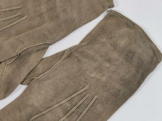 Paar Wildleder Handschuhe für Offiziere der Wehrmacht , getragenes Paar