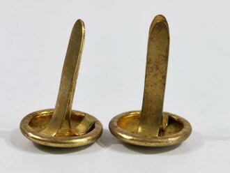 Paar Knöpfe für Mützenriemen , vergoldet, Durchmesser je 12mm