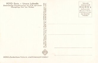 Ansichtskarte "Zweimotorige Kampfflugzeuge He 111 K auf einem Übungsfluge über den Wolken"