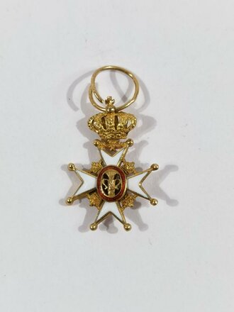 Schweden, WASA Orden Ritterkreuz, Miniatur , einseitiger Emailleschaden, Höhe incl. Krone 24mm
