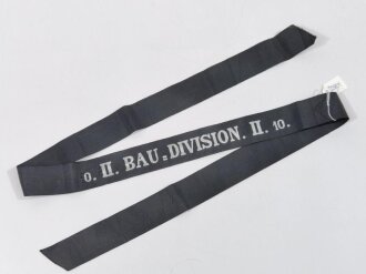 Kaiserliche Marine, Mützenband "o.II. Bau Division . II.10"silbern,  Gesamtlänge 111cm