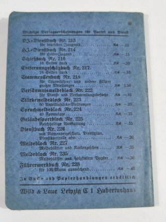 Dienstbuch für das Deutsche Jungvolk in der Hitler Jugend. Nicht ausgefüllt